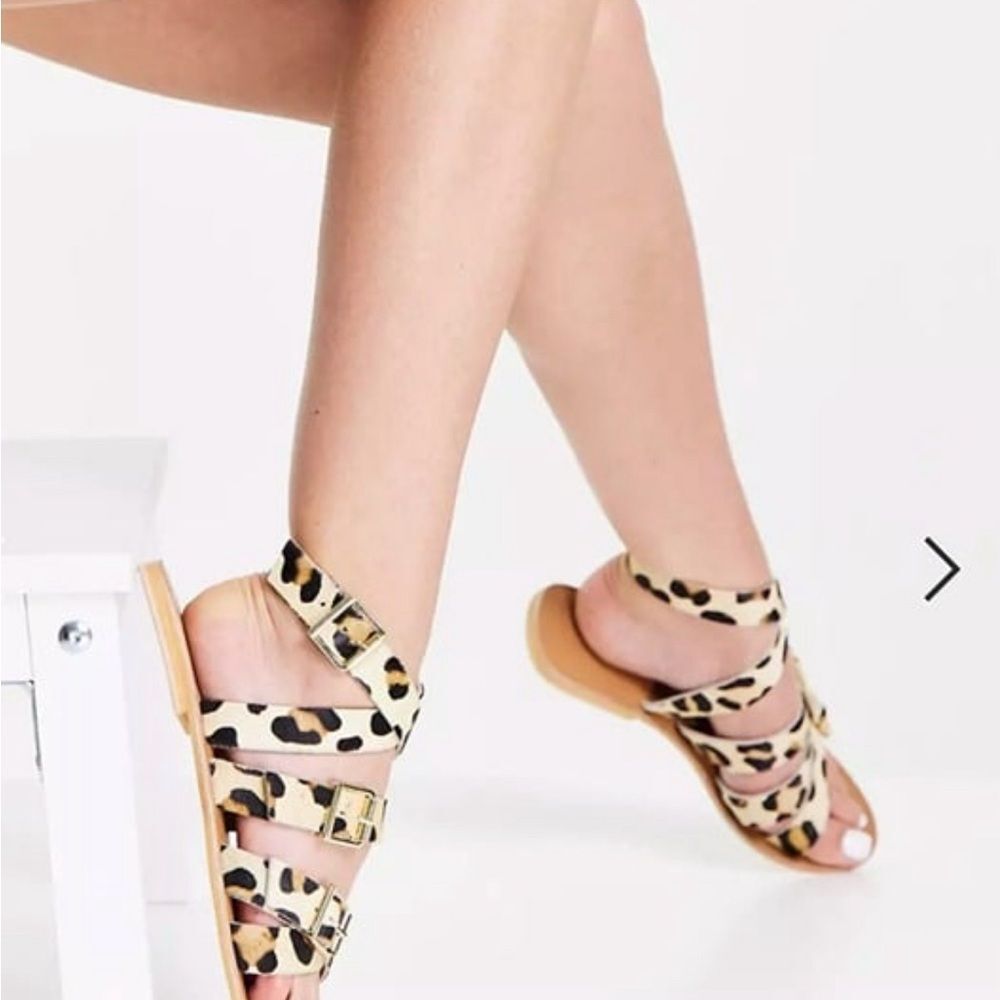 ASOS Design Fion Leopard Print Sandals Size 7 US, 5 UK, 38 EU
